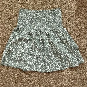 Leopard Print Hazel Green Ruffled Skirt